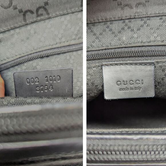 Vintage Gucci GG Monogram Tote Shopper Bamboo Triple Compartment Large Black - Picture 9 of 10